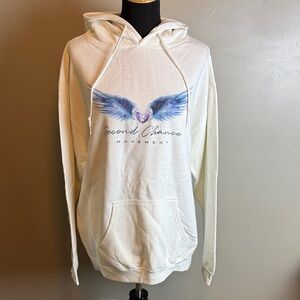 White Hoodie with Blue & Purple Wing Design Second Chance Movement Dog Rescue XL